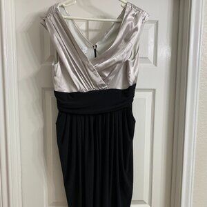 London Times Brand Women's Black and Silver Evening Dress, Size 16